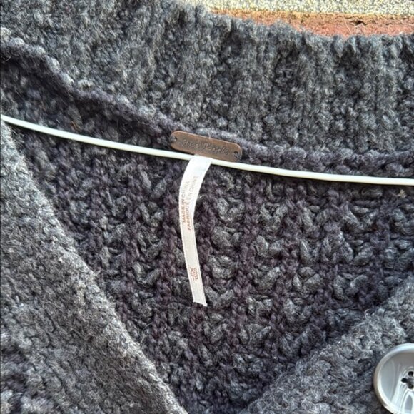 Free People Black V-Neck Sweater with Textured Knit - Picture 2 of 6